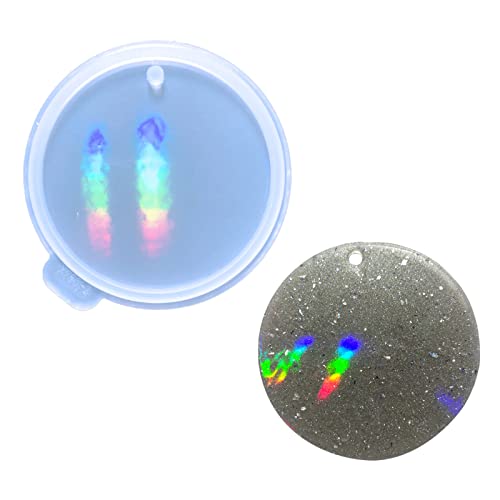 Runde Holographische Harzform Keychain Silikonform Schlüsselbund Anhänger Epoxidharz Gussform Formkit Harzhandwerkwerkzeuge Schlüsselbundformen Für Harz Mit Loch Silikon Für Harz Epoxidharz Rund von Zqxnt