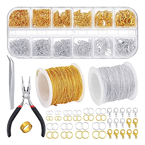 Schmuckketten Set Legierungs Kettenkettenglied Gold Silberkette 960 Stcs Offene Ringe 40 Stcs Hummerverschluss Und Pinzette Hummerverschluss Set Schmuckketten Set Legierungs Kettenkettenglied Gold Silberkette 960 Stcs Offene Ringe 40 Stcs Hummerverschluss Und Pinzette Hummerverschluss Set von Zqxnt