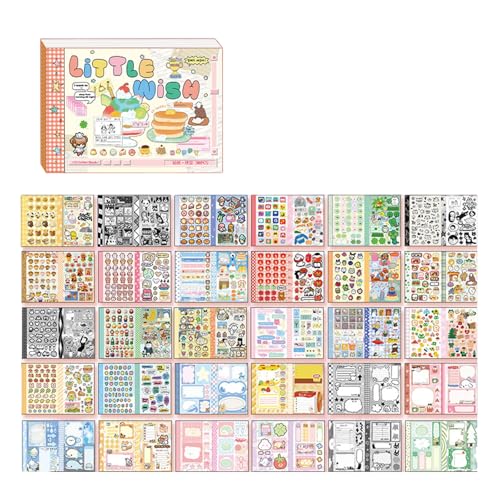 Scrapbooking Decorative Sticker 30 Blatts/Pad Ästhetikaufkleber Kleber Hinweis Für Journal Notebook Planer Scrapbooking Journaling Supplies von Zqxnt