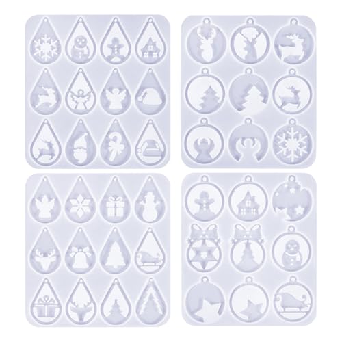Set Von 4 Auffälligen Fangsfängeln Weihnachtsmotivohrringe Schimmel Ohrhänger Silikonformen Epoxidharz Ohrwäsche Schimmel Schmuck Schmuck Silikonschmuckform Formen von Zqxnt