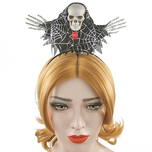 Zqxnt Cosplay Witch Hair Hoop Mit Schädel Frau Spiderweb Muster Make Up Stirnband Für Carnivals Party Nehmen Foto Haarband von Zqxnt