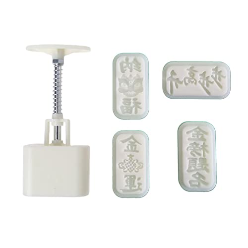 Zqxnt Formen Handpresse, Stempel, Gebäck, Gadget, Mondkuchenmaschine mit 4 rechteckigen Musterstücken Zqxnt Formen Handpresse, Stempel, Gebäck, Gadget, Mondkuchenmaschine mit 4 rechteckigen Musterstücken von Zqxnt