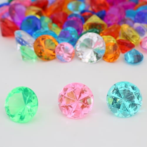 Zsail Acryl Diamant,Farbe Kristall Runde Diamant Kristalle Schatz Edelsteine, Chest Hunt Party, Vase Füller (gem 20/25/30mm) von Zsail