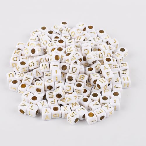 Zsail Buchstabe Perlen 1000Stücke Acryl Alphabet Buchstabe Perlen A-Z Buchstabe für Schmuck Herstellung (6mm bg white-gold) von Zsail