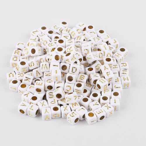 Zsail Buchstabe Perlen 1000Stücke Acryl Alphabet Buchstabe Perlen A-Z Buchstabe für Schmuck Herstellung (6mm bg white-gold) von Zsail