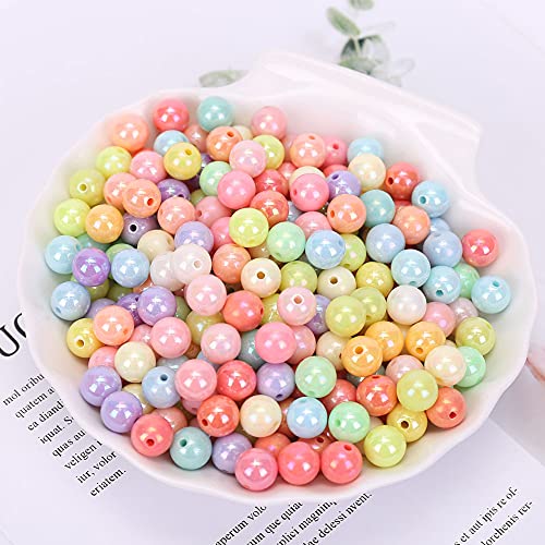 Zsail Bunte Perlen zum Auffädeln ca 700pcs Acryl Runde Verschiedene Süßigkeiten Farbe Mix Kunststoff Pastell Perlen für Armbänder, Schmuckherstellung, Halsketten, Basteln (8mm) von Zsail