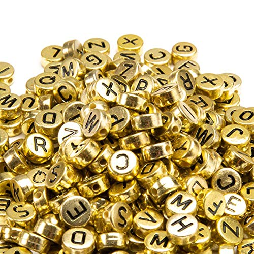 Zsail Buchstabe Perlen 1200 Alphabet A-Z Perlen Gold Acryl Runde Buchstabe Perlen für Schmuck Herstellung Armbänder Halsketten von Zsail
