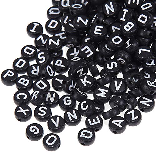 Zsail Buchstabe Perlen 1200pcs Acryl Alphabet Buchstabe Perlen A-Z Buchstabe für Schmuck Herstellung (schwarz) von Zsail