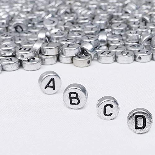 Zsail Buchstabe Perlen 1200 Alphabet A-Z Perlen Silber Acryl Runde Buchstabe Perlen für Schmuck Herstellung Armbänder Halsketten von Zsail