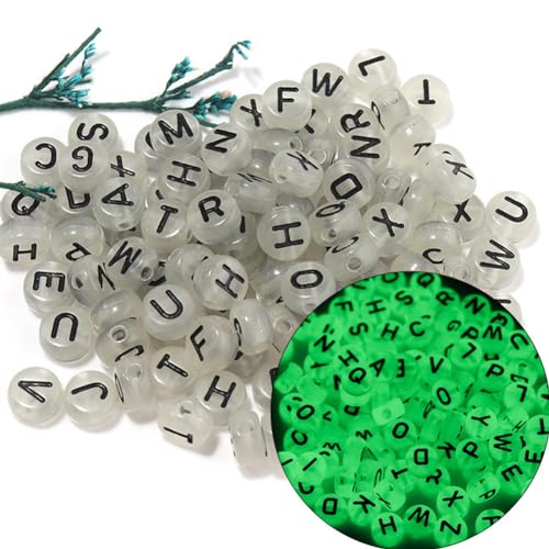 Zsail Buchstabe Perlen 1200pcs Acryl Alphabet Buchstabe Perlen A-Z Buchstabe für Schmuck Herstellung (glow in the dark-black) von Zsail