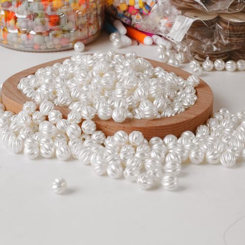 Zsail Kunstperle Perlen 500pcs10mm Weiße Acryl Bastelperlen für Schmuckherstellung - Kürbis-Form mit Loch - Perlen für Halsketten(Kürbis) von Zsail
