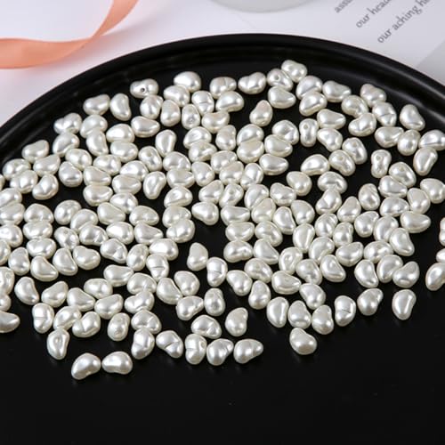 Zsail 700pcs 9-10mm Ovale Weiße Acryl Bastelperlen für Schmuckherstellung - YuanBao-Form mit Loch - Perlen für Halsketten, Ohrringe & mehr von Zsail