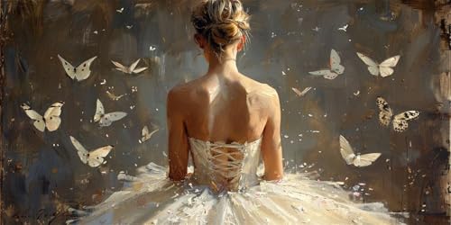 Ballerina-Mädchen Malen Nach Zahlen Erwachsene Groß (50X100CM Rahmenlos), Schmetterling Malen Nach Zahlen Kinder AnfäNger Handgemalt öLgemäLde Kit, Acrylfarben mit 3 Set Pinseln, Zimmer Deko Aesthetic von Zsccvzlu