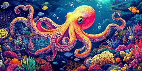 Diamond Painting Oktopus Diamond Painting Erwachsene Groß XXL 40x80cm, Koralle Diamant Painting Bilder, 5D DIY Full Drill Crystal Art Basteln für Home Büro Wall Dekoration, Geschenke für Frauen -3943 von Zsccvzlu