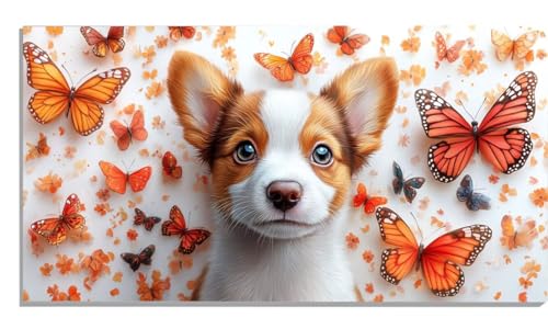 Hund Malen Nach Zahlen Erwachsene Schmetterling Paint by Numbers DIY Set Erwachsene Malen Nach Zahlen Ohne Rahmen 30x60cm Groß Leinwand Ölgemälde mit 3 Pinsels Und Acrylfarbe,Wanddeko Wohnzimmer-1562 Hund Malen Nach Zahlen Erwachsene Schmetterling Paint by Numbers DIY Set Erwachsene Malen Nach Zahlen Ohne Rahmen 30x60cm Groß Leinwand Ölgemälde mit 3 Pinsels Und Acrylfarbe,Wanddeko Wohnzimmer-1562 von Zsccvzlu