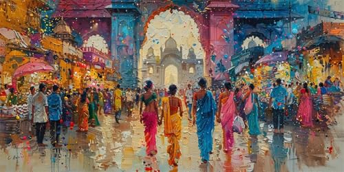 Malen Nach Zahlen Erwachsene indien Malen Nach Zahlen Stadt Malen Nach Zahlen ab 10 Jahre Mädchen Geschenke, DIY Ölgemälde Set mit Pinseln Acrylpigment Leinwand 50X100CM, Aesthetic Room Decor Gifts von Zsccvzlu
