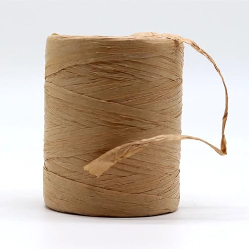 Natürlicher Bast, Strohseil, Garn, Bastelpapier, Band, Handwerk, Häkeln, Sommerhut, Tasche, Korb, Strickmaterial für DIY-Dekoration, Geschenkverpackungen (180 m, Khaki) von Zscendence