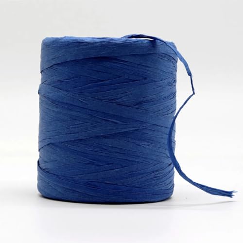 Natürlicher Bast, Strohseil, Garn, Bastelpapier, Band, Handwerk, Häkeln, Sommerhut, Tasche, Korb, Strickmaterial für DIY-Dekoration, Geschenkverpackungen (180 m, Marineblau) von Zscendence