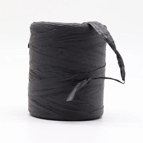 Natürlicher Bast, Strohseil, Garn, Bastelpapier, Band, Handwerk, Häkeln, Sommerhut, Tasche, Korb, Strickmaterial für DIY-Dekoration, Geschenkverpackungen (180 m, schwarz) von Zscendence