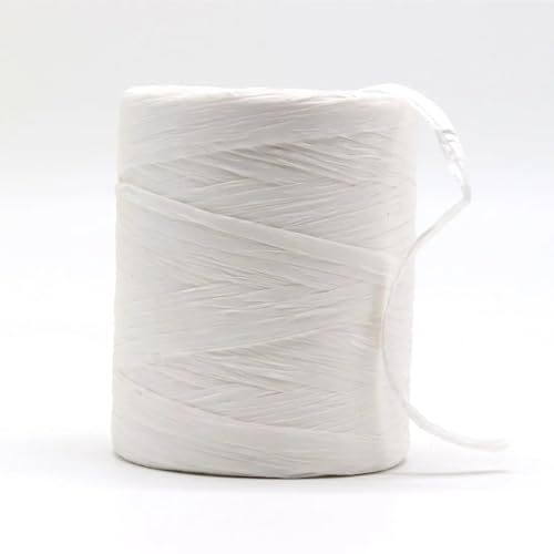Natürlicher Bast, Strohseil, Garn, Bastelpapier, Band, Handwerk, Häkeln, Sommerhut, Tasche, Korb, Strickmaterial für DIY-Dekoration, Geschenkverpackungen (180 m, weiß) von Zscendence
