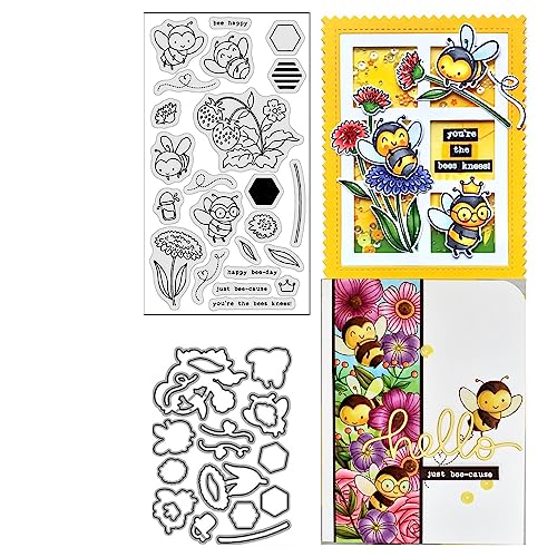 Bienen und Erdbeeren und Sonnenblumen, Stempel und Stanzschablonen-Set für Kartenherstellung, transparente Stempel und Metall-Stanzformen, Sets für Scrapbooking, DIY, Album, Kartenherstellung Bienen und Erdbeeren und Sonnenblumen, Stempel und Stanzschablonen-Set für Kartenherstellung, transparente Stempel und Metall-Stanzformen, Sets für Scrapbooking, DIY, Album, Kartenherstellung von Zshyocta