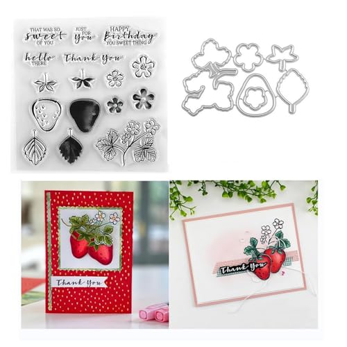 Erdbeer-Stempel- und Stanzformen-Set für Kartenherstellung, transparente Stempel und Metall-Stanzformen-Sets für Scrapbooking, DIY-Alben, Kartenherstellung Erdbeer-Stempel- und Stanzformen-Set für Kartenherstellung, transparente Stempel und Metall-Stanzformen-Sets für Scrapbooking, DIY-Alben, Kartenherstellung von Zshyocta