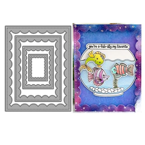 Rechteckige Stanzformen mit gewelltem Rahmen für Kartenherstellung, Metall-Stanzformen, Prägepapier-Stanzformen für Scrapbooking, DIY, Alben, Kartenherstellung Rechteckige Stanzformen mit gewelltem Rahmen für Kartenherstellung, Metall-Stanzformen, Prägepapier-Stanzformen für Scrapbooking, DIY, Alben, Kartenherstellung von Zshyocta
