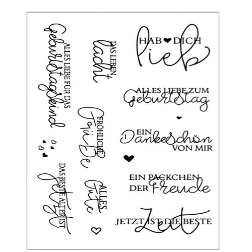 Silikonstempel Sprüche Deutsch,Clear Stamps Deutsch Transparente Stempel für Bastelarbeiten, Scrapbooking, Prägung, Fotoalbum, Dekoration (02) von Zshyocta