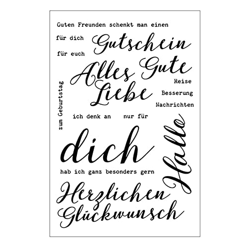 Silikonstempel Sprüche Deutsch,Clear Stamps Deutsch Transparente Stempel für Bastelarbeiten, Scrapbooking, Prägung, Fotoalbum, Dekoration (09) von Zshyocta