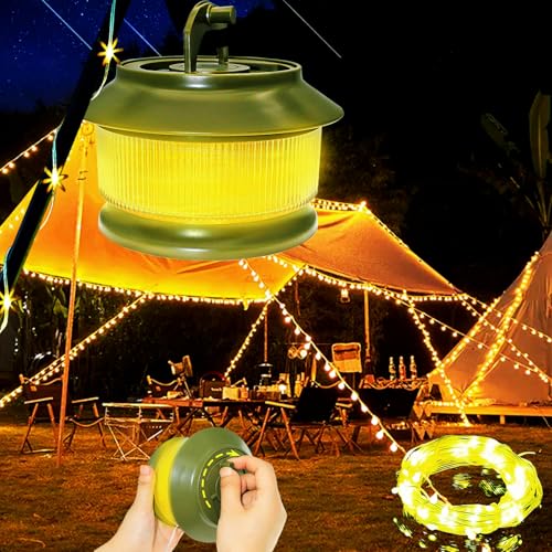 Camping Lichterkette Aufrollbar, Camping Lichterkette 20M, 3000mAh Akku, 350 Lumen, 5 Beleuchtungsmodi, Wasserdichte Tragbare Verstaubare Wiederaufladbare LED Lichterkette für Camping, Dekoration Camping Lichterkette Aufrollbar, Camping Lichterkette 20M, 3000mAh Akku, 350 Lumen, 5 Beleuchtungsmodi, Wasserdichte Tragbare Verstaubare Wiederaufladbare LED Lichterkette für Camping, Dekoration von Zsrivk