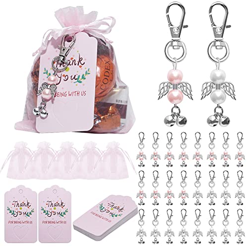 Schutzengel-Schlüsselanhänger mit Glöckchen für Babypartys, Andenken, Brautpartys, Hochzeitsanhänger, 24 Stück von Ztexkee
