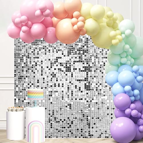 Silberfarbener schimmernder Wandhintergrund, 36 Paneele, 1,8 x 1,8 m, Foto-Hintergründe für Hochzeit, Jahrestag, Geburtstag, Party-Dekoration Silberfarbener schimmernder Wandhintergrund, 36 Paneele, 1,8 x 1,8 m, Foto-Hintergründe für Hochzeit, Jahrestag, Geburtstag, Party-Dekoration von Zuaooz