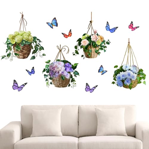Zuasdvnk Blumen-Wandaufkleber, wasserdicht, zum Abziehen und Aufkleben, Schmetterlings-Wandaufkleber, entfernbar, grüne Pflanze, Wandbild, Hintergrund für Schlafzimmer, Wohnzimmer, Kinderzimmer Zuasdvnk Blumen-Wandaufkleber, wasserdicht, zum Abziehen und Aufkleben, Schmetterlings-Wandaufkleber, entfernbar, grüne Pflanze, Wandbild, Hintergrund für Schlafzimmer, Wohnzimmer, Kinderzimmer von Zuasdvnk