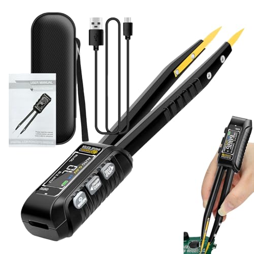 Zuasdvnk Smart-SMD-Tester, Smart-Komponenten-Tester | SMD-Meter-Pinzette, digitaler Auto-Meter-Tester,Komponentenanalysator Intelligente Komponentenerkennung für Kondensator, Widerstand und Diode Zuasdvnk Smart-SMD-Tester, Smart-Komponenten-Tester | SMD-Meter-Pinzette, digitaler Auto-Meter-Tester,Komponentenanalysator Intelligente Komponentenerkennung für Kondensator, Widerstand und Diode von Zuasdvnk