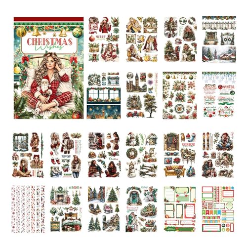 Zubehors Rub Ons Aufkleber Weihnachten, Vintage-Sticker Weihnachten Deko, Selbstklebend Für Grußkarten, Geschenke, Geschenkboxen, Scrapbook, Fotoalben, Umschläge von Zubehors