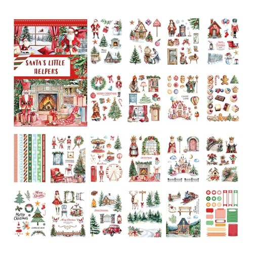 Rub Ons Aufkleber Weihnachten, Rub Sticker Weihnachten Deko, Weihnachts Sticker Aesthetic, Weihnachtssticker Selbstklebend Für Grußkarten, Geschenke, Geschenkboxen, Scrapbook, Fotoalben, Umschläge von Zubehors