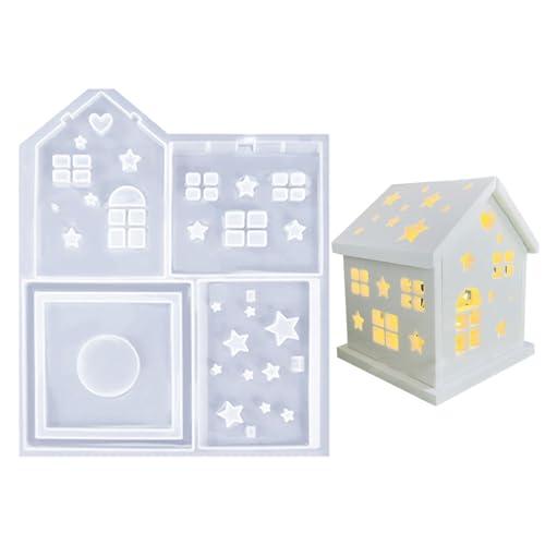Silikonformen Gießformen Haus Weihnachten, Silikonform Häuser Giessformen Silikon, Silikonform Haus Weihnachten Basteln, Gips Gießform Haus Kerzenhalter Stabkerze, Silikon Zum Gießen von Zubehors