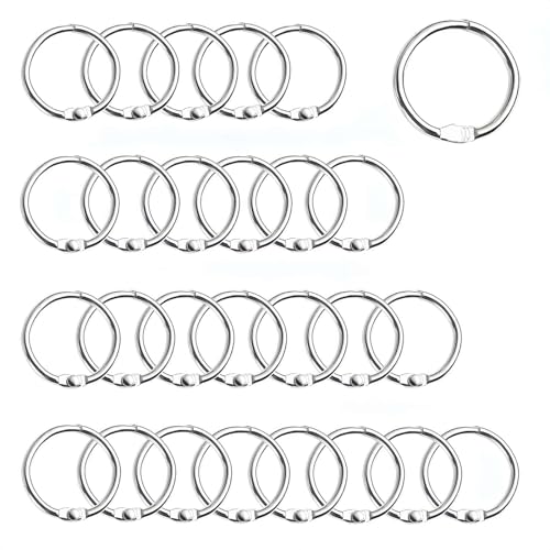 ZuiBestJia 60 Stück Bücher Ringe 25mm Silbern karteikarten ringe Metall Ringe Lose Blatt Buch Ringe Ringbuch Ringe karteikarten ring für Memo-Ablage ，Namensschilder，Fotoalbum und Schlüsselringe usw von ZuiBestJia