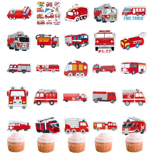 (2 in 1)50 Stück Cupcake-Topper, Krankenpflege-Abschluss-Cupcake, medizinischer Rn-Doktor, Krankenschwester-Motto-Partyzubehör (Firetruck) von Zuisytm
