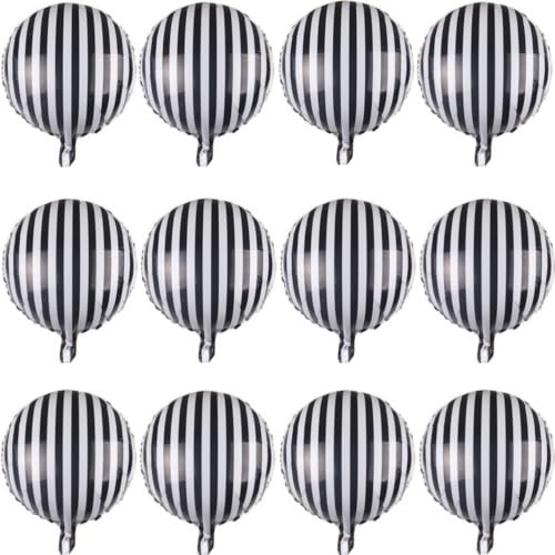12 Stück 45,7 cm schwarz-weiße Streifen Ballon Folienballon für Party Dekoration Babyparty Happy Birthday Dekoration 12 Stück 45,7 cm schwarz-weiße Streifen Ballon Folienballon für Party Dekoration Babyparty Happy Birthday Dekoration von Zuisytm