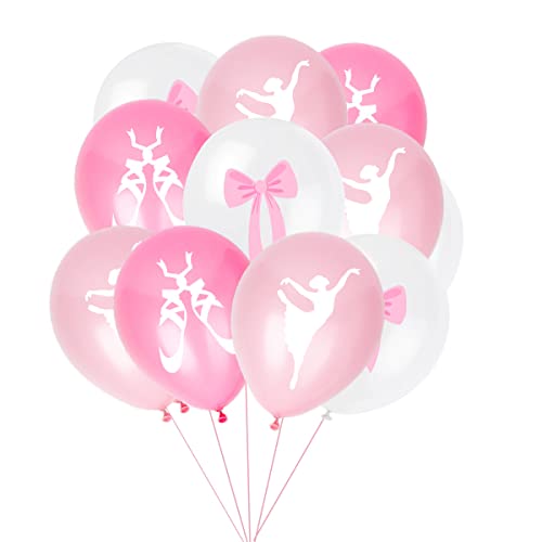 15 Stück Ballett Latex Ballons 12 inch Ballerina Geburtstag Party Dekorationen Rosa und weiße Ballons für Mädchen Prinzessin Geburtstag Baby Dusche Hochzeit Party Dekorationen von Zuisytm