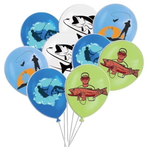 16 Stück 12-Zoll-Angelballons, Fisch-Latex-Ballons, für Geburtstagsfeiern, Ruhestandsfeiern, Angelparty-Zubehör (Angeln) von Zuisytm