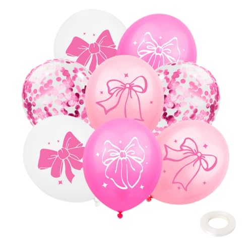 16 Stück Bogenballon 30,5 cm Latexballons für Geburtstagsparty Jubiläum Party (rosa Schleife) von Zuisytm