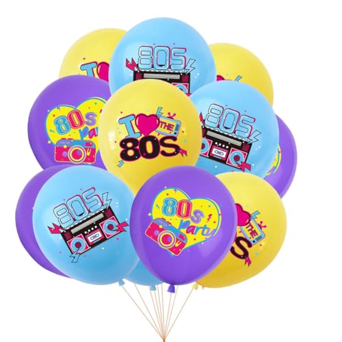 18 Stück 12 Zoll 80's Luftballons, Latexballons für Geburtstag 80's Party Dekoration (back to the 80s) von Zuisytm