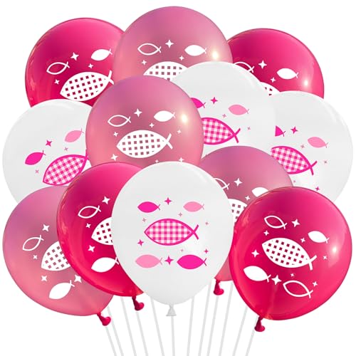 18 Stück 12 Zoll Kommunion Ballons, Taufe Latex rosa Luftballons für Geburtstag Baby Dusche Kommunion Party Dekoration (Communion Pink) von Zuisytm