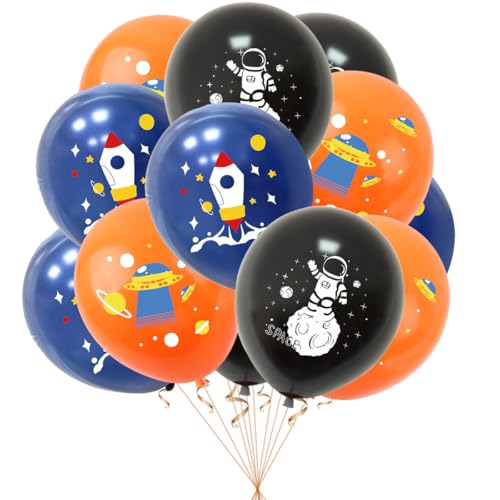 18 Stück 12 Zoll Outerspace Ballons Rocket Galaxy Latex Ballons für Geburtstag Outerspace Thema Party Dekorationen (outer space) von Zuisytm
