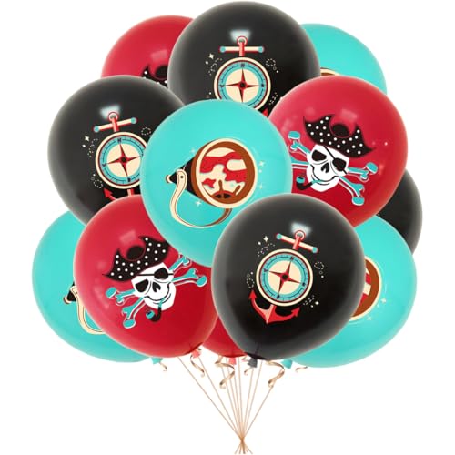 18 Stück 12 Zoll Piraten Luftballons Maritime Abenteuer Latex Ballons für Geburtstag Piraten Thema Party Dekorationen (Pirat) von Zuisytm