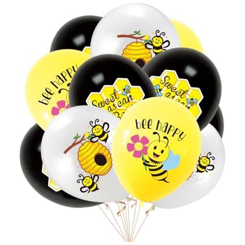 18 Stück 12 Zoll Bee Balloons Be Happy Balloons Latex Ballons für Geburtstag Party Biene Party Baby Dusche Dekorationen (Biene) von Zuisytm