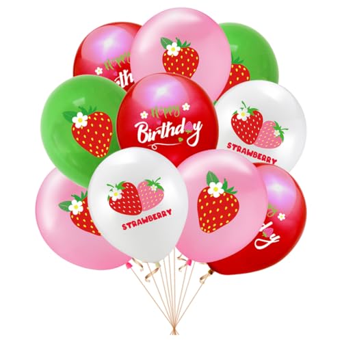 20 Stück 12 Zoll Erdbeere Geburtstag Latex Ballons für Geburtstag Sweet Strawberry Theme Party Dekorationen (Erdbeere) von Zuisytm