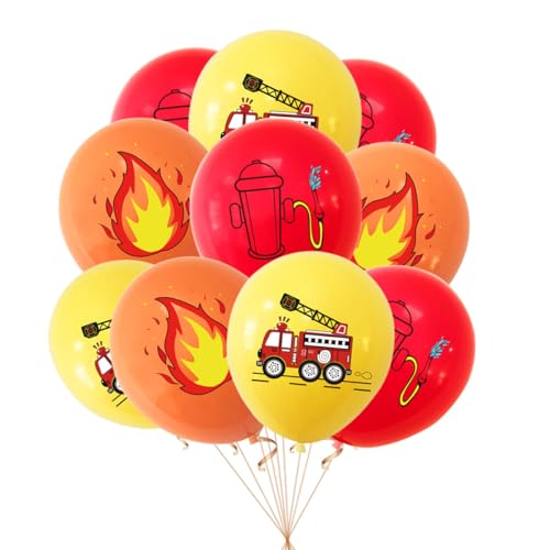 24 Stück 12 Zoll Brandbekämpfung Ballons Feuerwehrmann Latex Ballons für Geburtstag Feuer Thema Party Dekorationen (firetruck) von Zuisytm